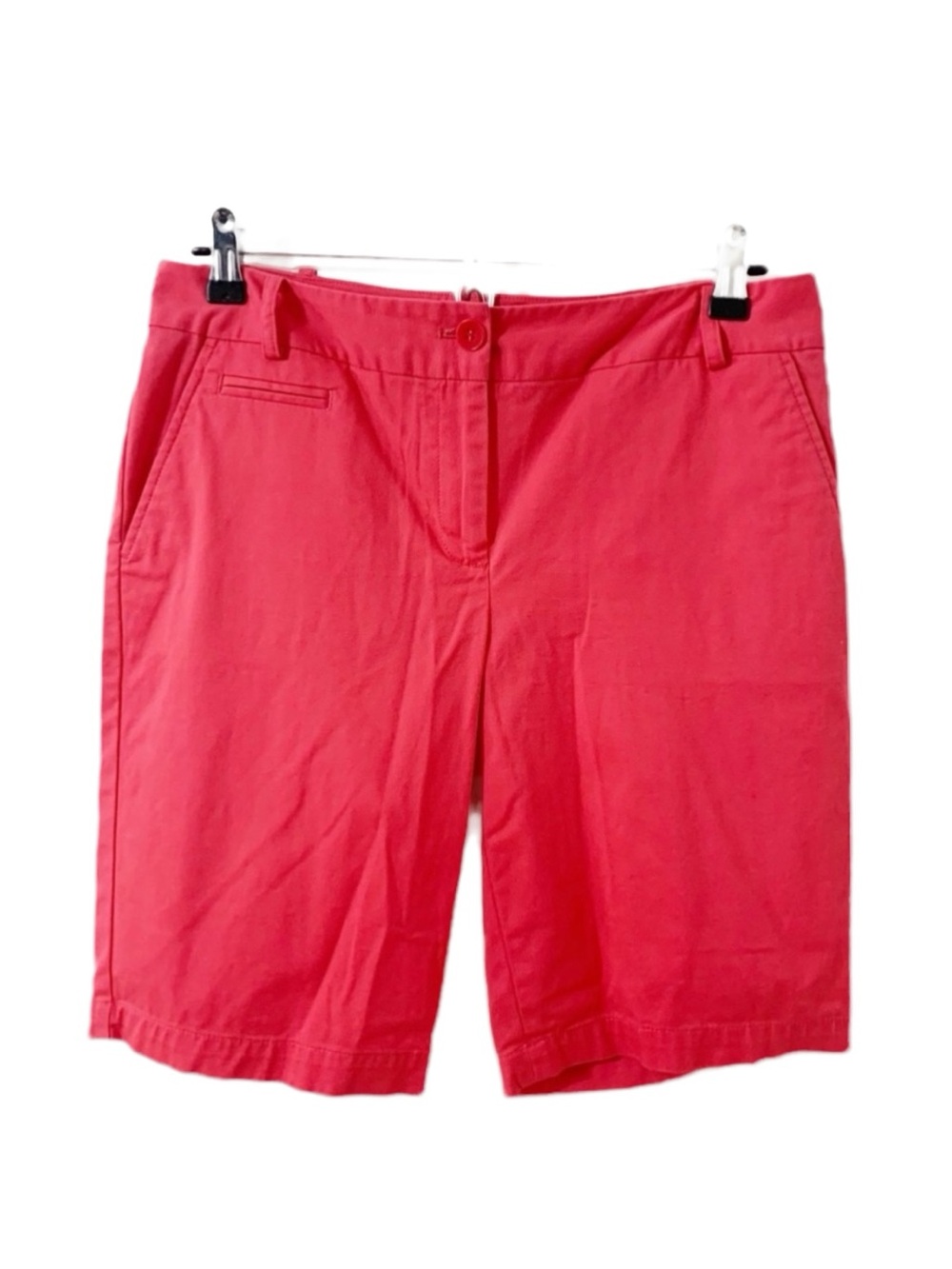 Talbots Petites Cotton Spandex Blend Bermuda Walking Shorts Pockets Dark Pink 🩷
